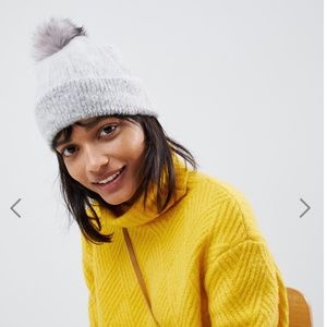 ASOS DESIGN fluffy beanie with faux fur pom
